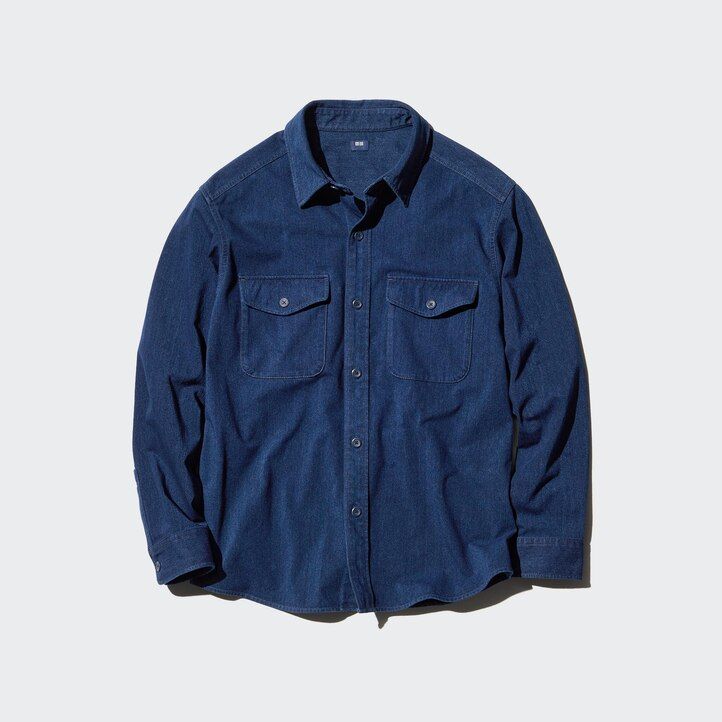 blå uniqlo denim jersey herrjackor
