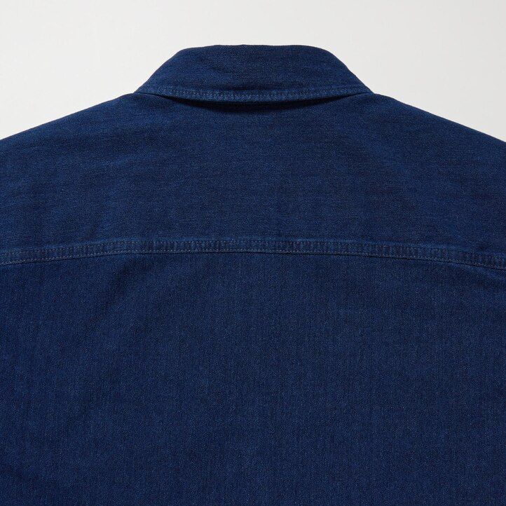 blå uniqlo denim jersey herrjackor