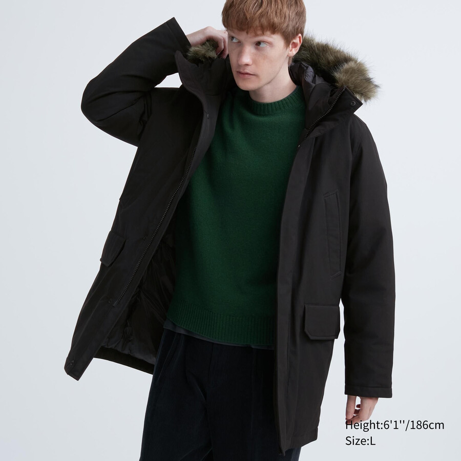 uniqlo ultra warm hybrid dunjackor svarta herr