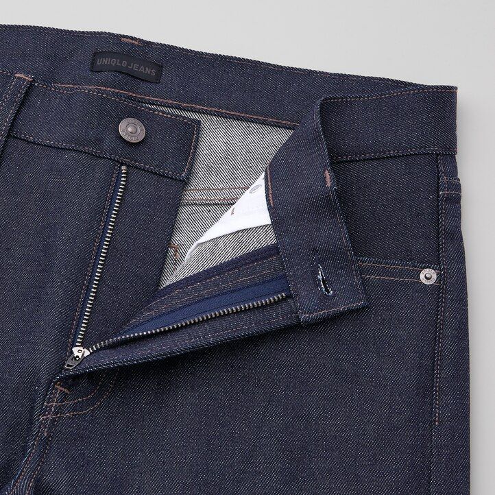 uniqlo selvedge stretch slim fit säsongen 2021 herrjeans marinblå
