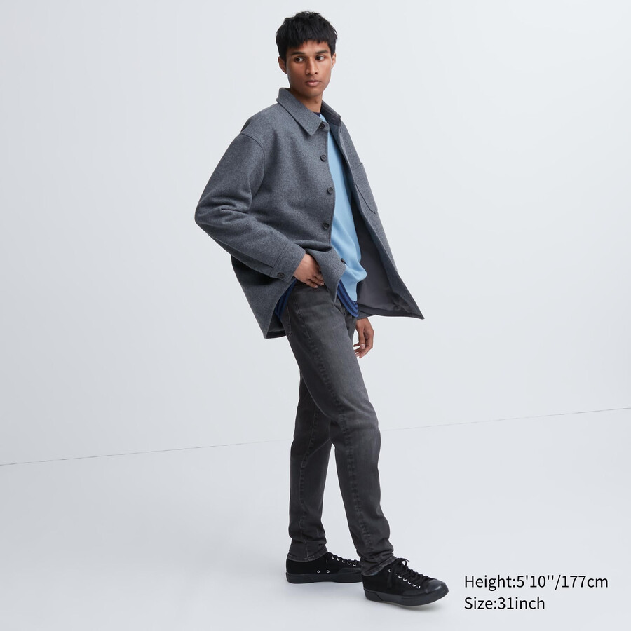 grå uniqlo ultra stretch skinny fit herrjeans