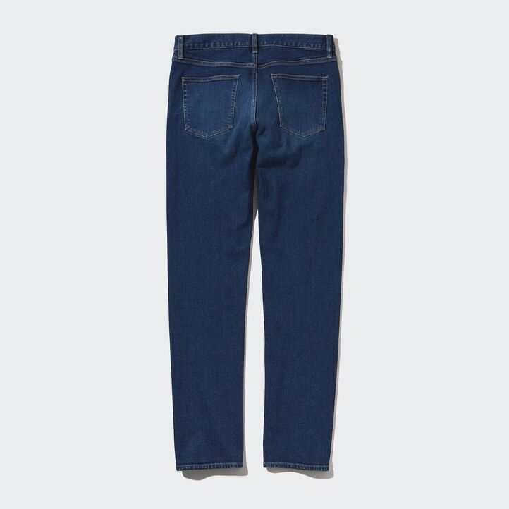 blå uniqlo slim fit-jeans för män