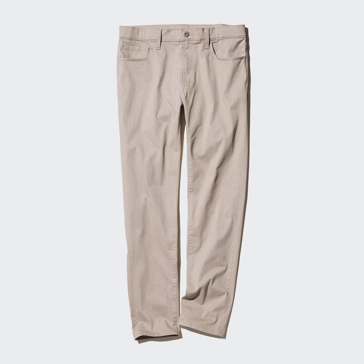 beige uniqlo ultra stretch skinny fit herrjeans i färg