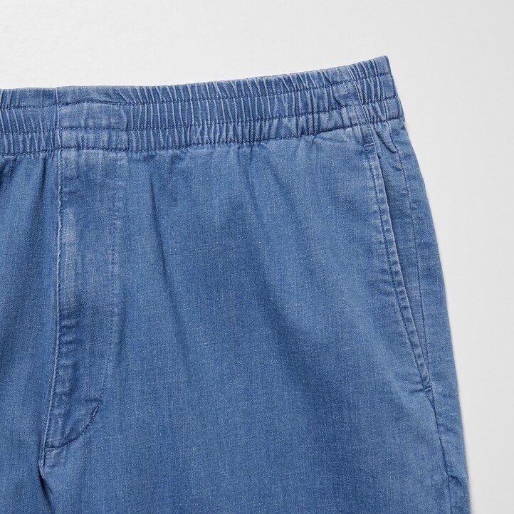 blå uniqlo herrjeans med avslappnad passform och ankellånga