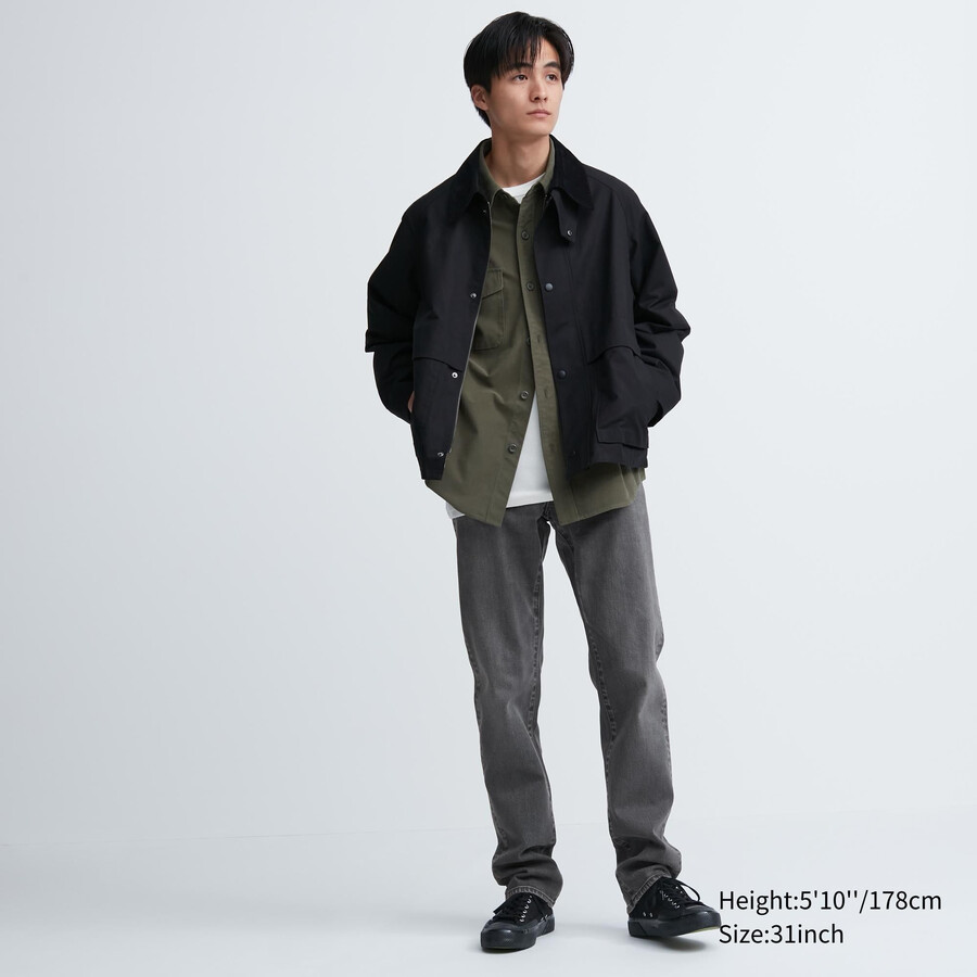 grå uniqlo slim fit herrjeans