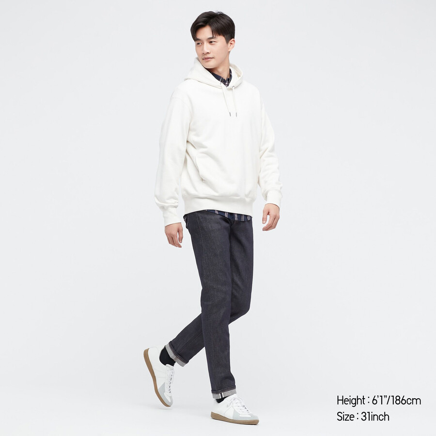 herr uniqlo selvedge stretch slim fit jeans marinblå