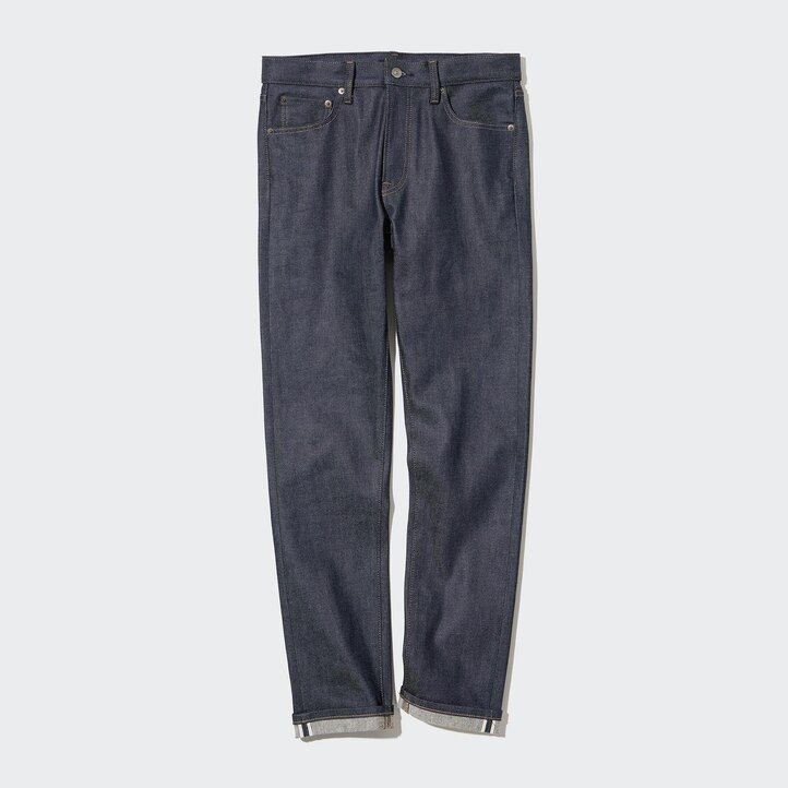 herr uniqlo selvedge stretch slim fit jeans marinblå