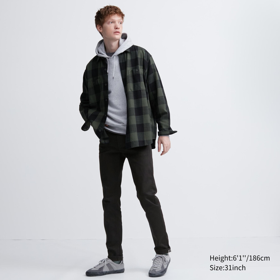 herr uniqlo selvedge stretch slim fit jeans svarta