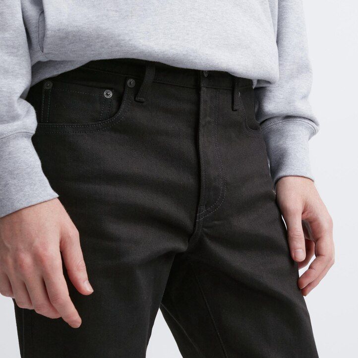 herr uniqlo selvedge stretch slim fit jeans svarta