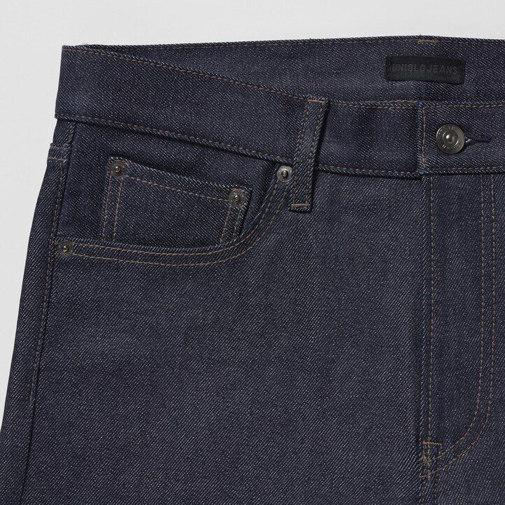 herr uniqlo selvedge stretch slim fit jeans svarta