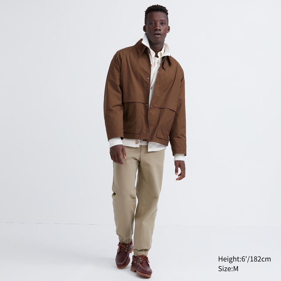 beige uniqlo tvättad jersey ankellånga herrjoggingbyxor