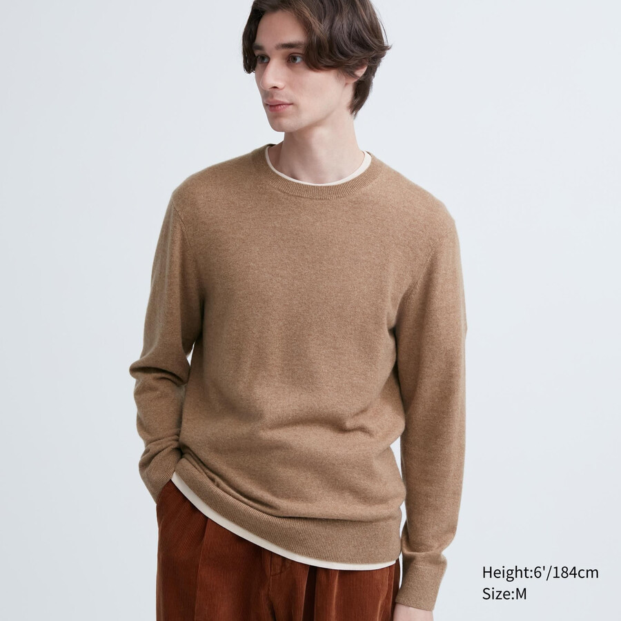 bruna uniqlo 100 shmere herrtröjor med rund hals