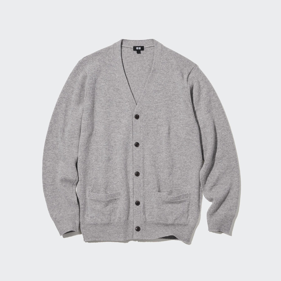 uniqlo premium lammullströjor med v-ringning grå för män