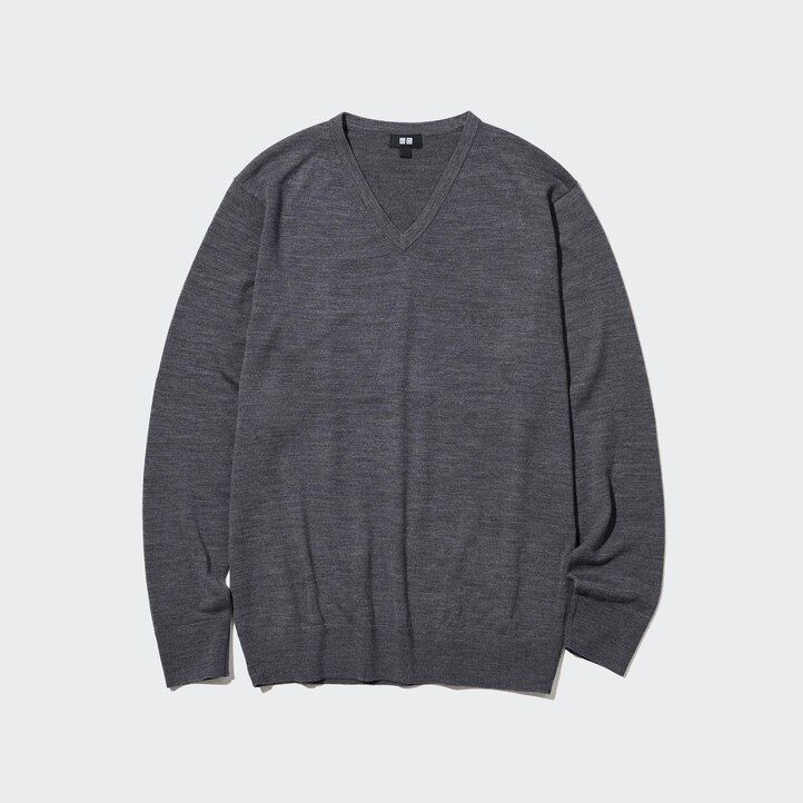 uniqlo extra fine merino v-ringad herrtröja grön