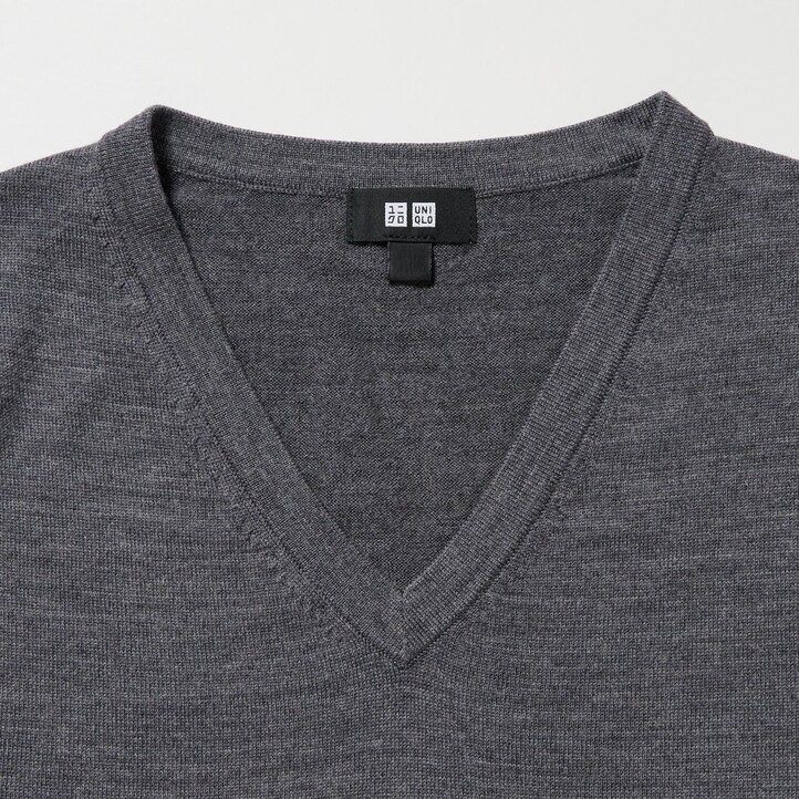 uniqlo extra fine merino v-ringad herrtröja grön