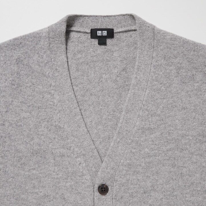 uniqlo premium lammullströjor med v-ringning för herrar grå