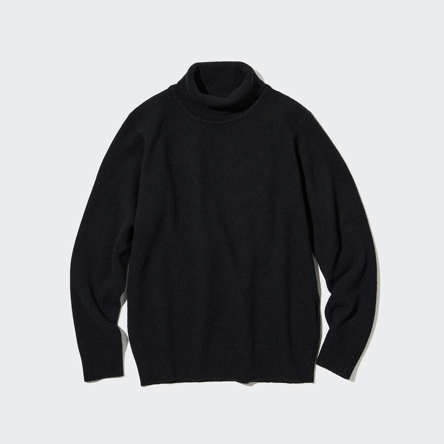 uniqlo premium lammullströjor för män svarta