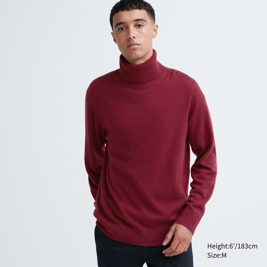 vinröda uniqlo 100 shmere herrtröjor