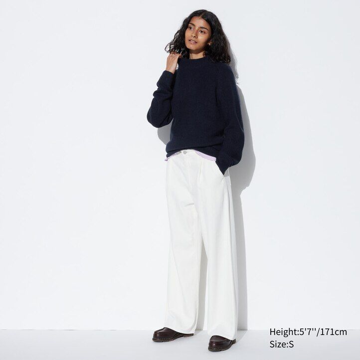uniqlo middle gauge knit mock neck herrtröjor blå