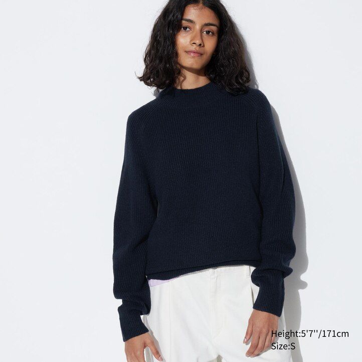 uniqlo middle gauge knit mock neck herrtröjor blå