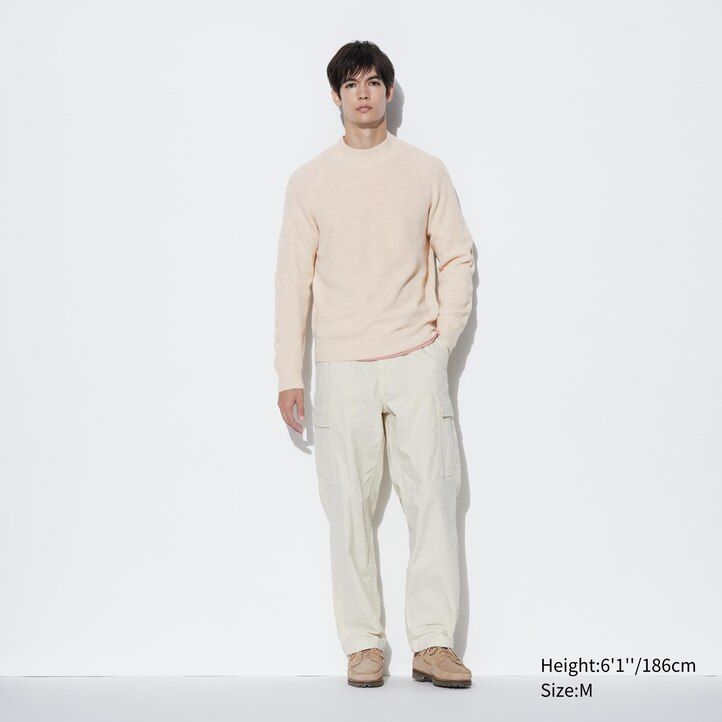 uniqlo middle gauge knit mock neck herrtröjor blå