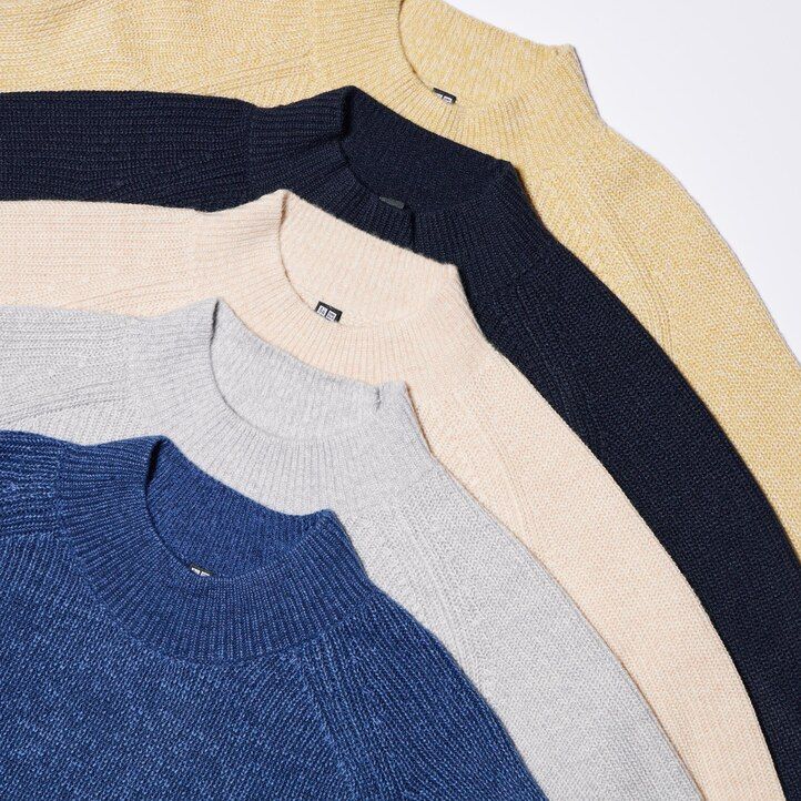uniqlo middle gauge knit mock neck herrtröjor blå