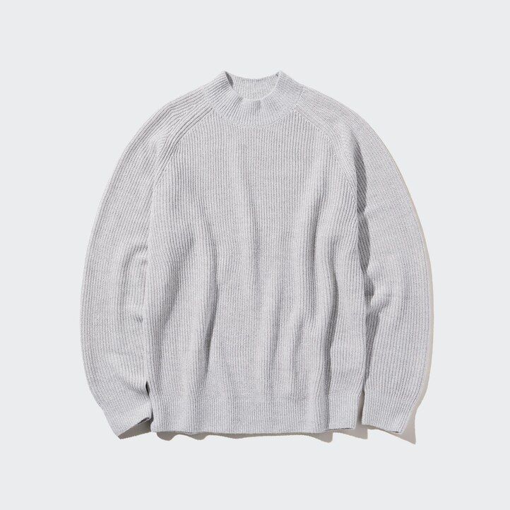 uniqlo middle gauge knit mock neck herrtröjor blå