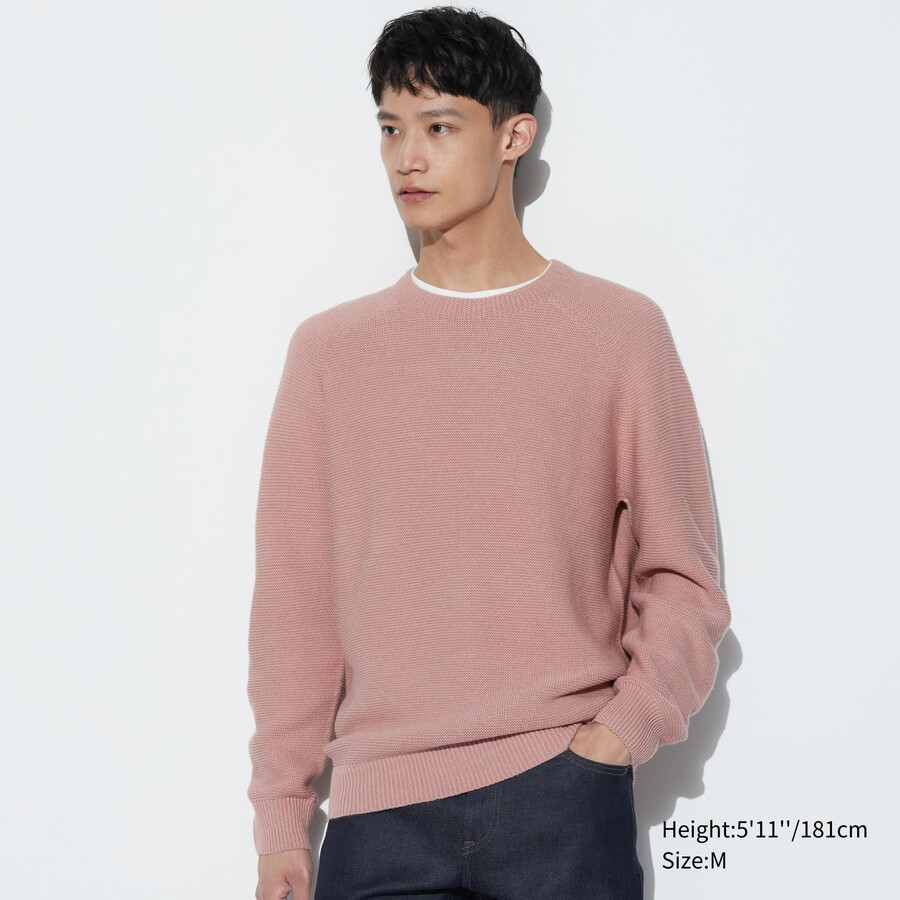 uniqlo 3d knit seamless crew neck herrtröjor rosa