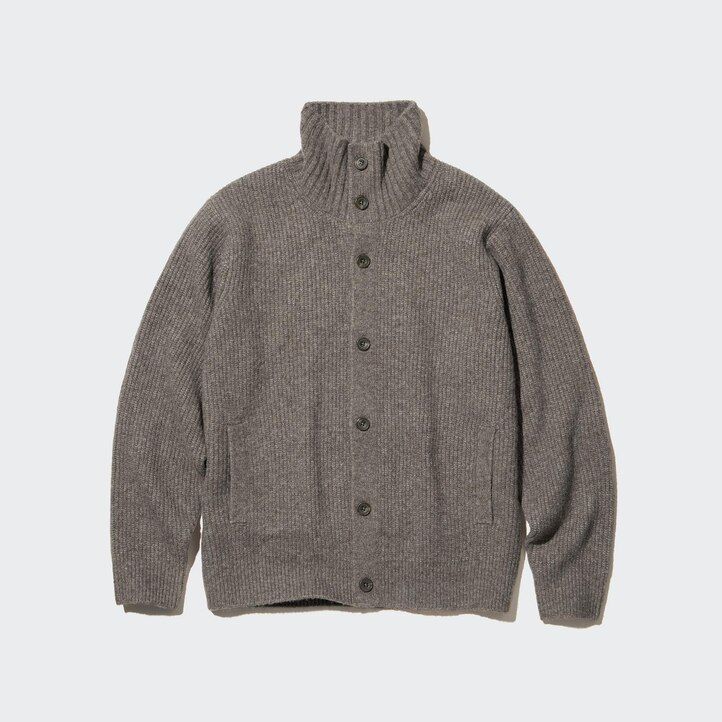 bruna uniqlo souffle garn låg gauge morfarskrage herrtröjor