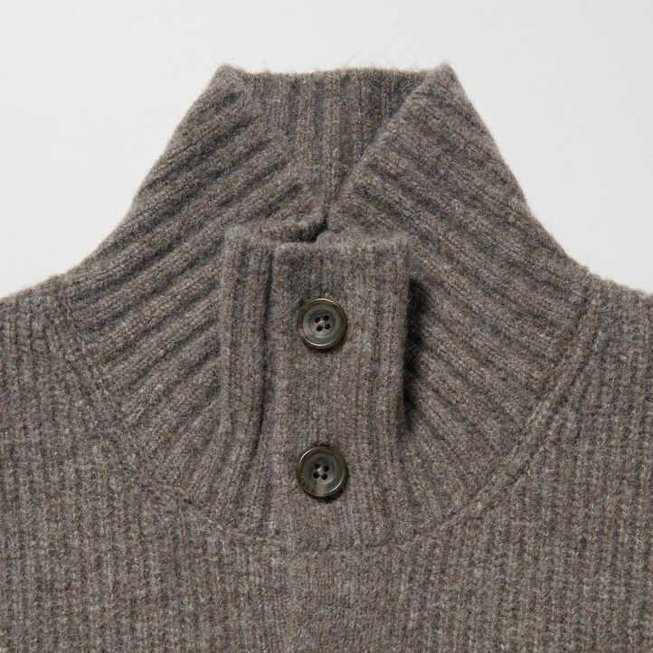 bruna uniqlo souffle garn låg gauge morfarskrage herrtröjor