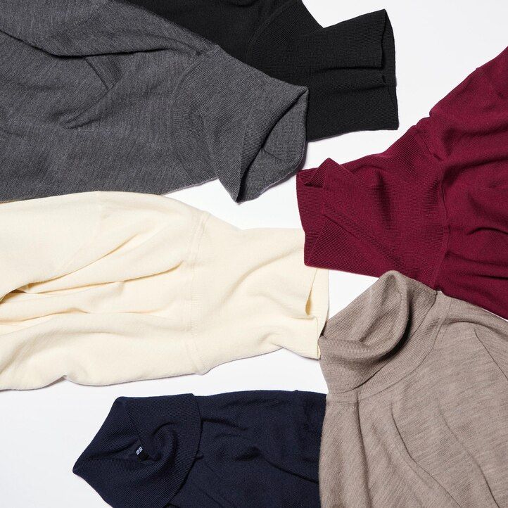vita uniqlo 100 extra fin merinoull herrtröjor