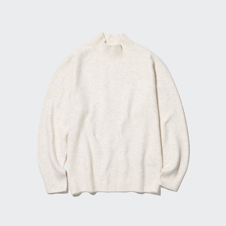 herr uniqlo 3d knit seamless souffle garn mock neck tröjor bruna