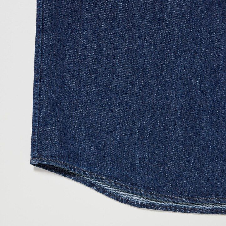 uniqlo denim oversized utility herrskjorta blå
