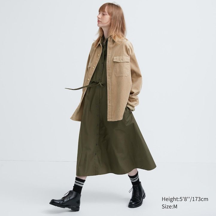 herr uniqlo corduroy oversized work overshirt beige