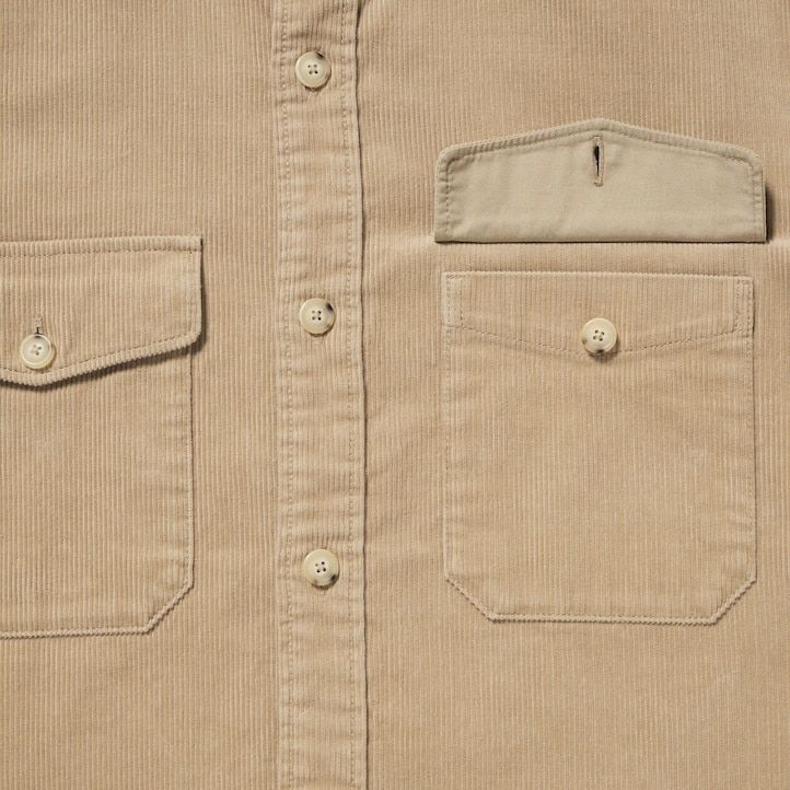 herr uniqlo corduroy oversized work overshirt beige