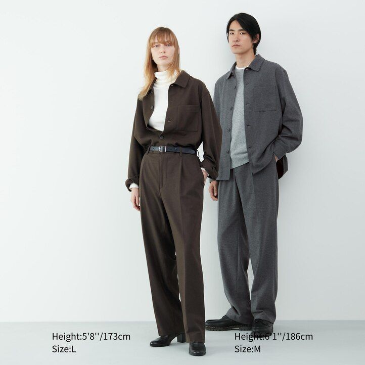 grå uniqlo herrskjorta i borstad twill