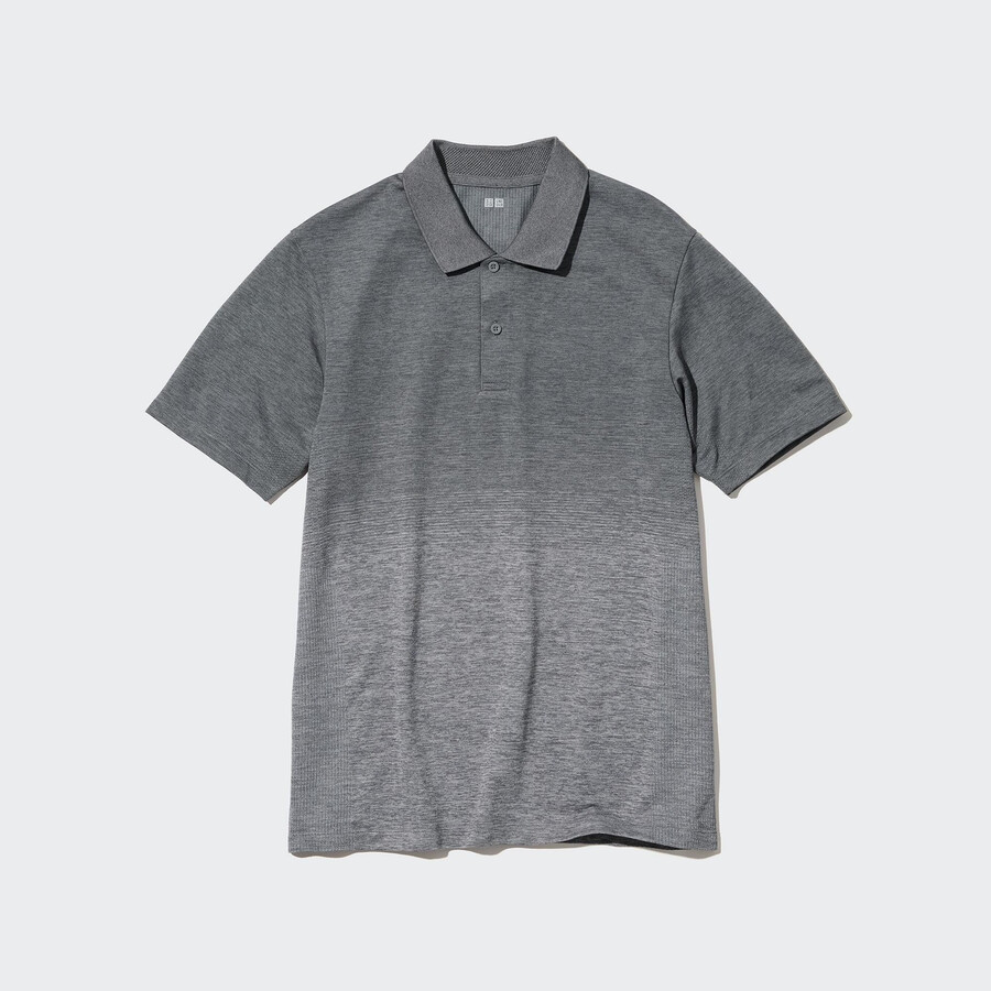 grå uniqlo dry ex pikétröja för män