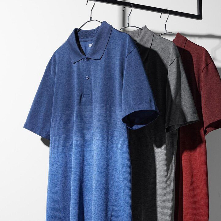 grå uniqlo dry ex pikétröja för män