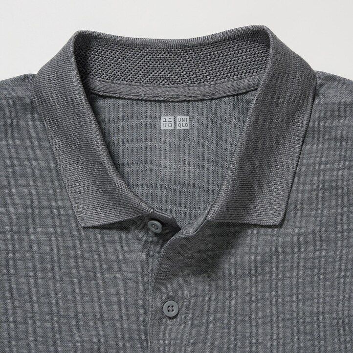 grå uniqlo dry ex pikétröja för män