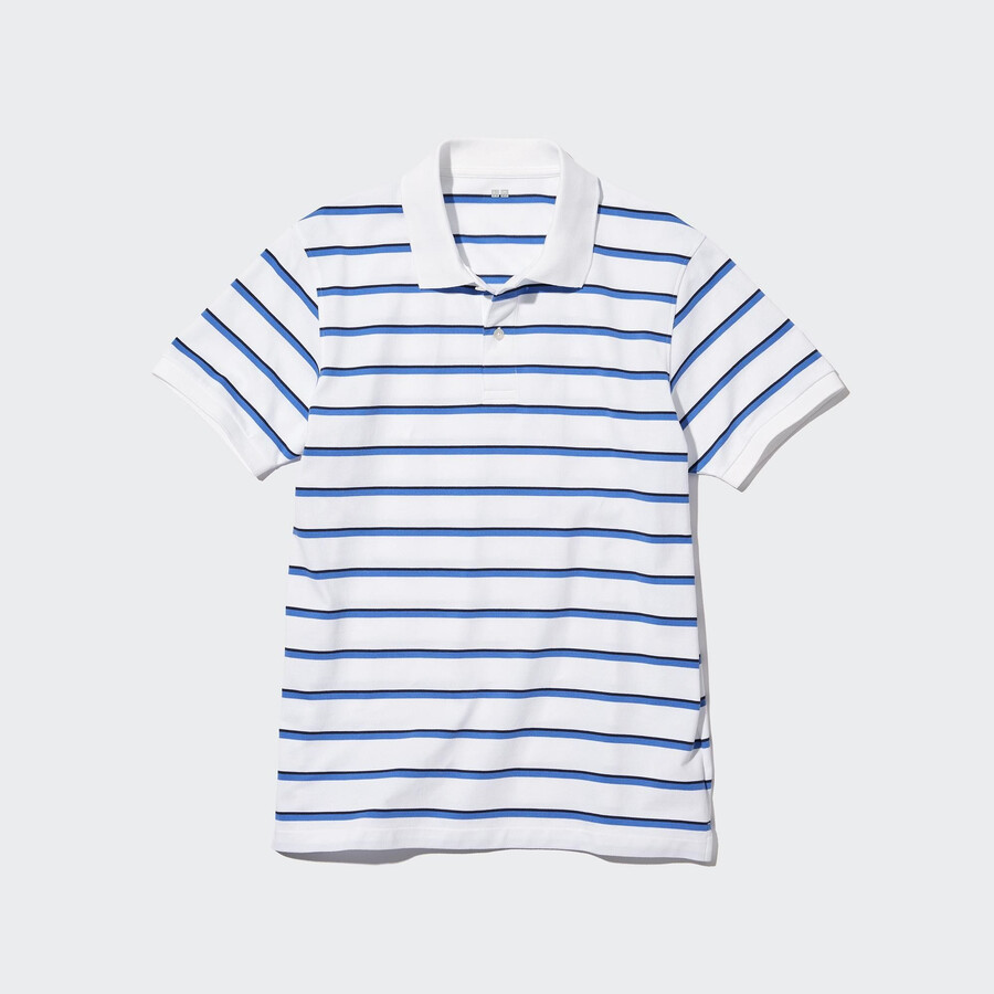 uniqlo dry pique randig pikétröja vit herr