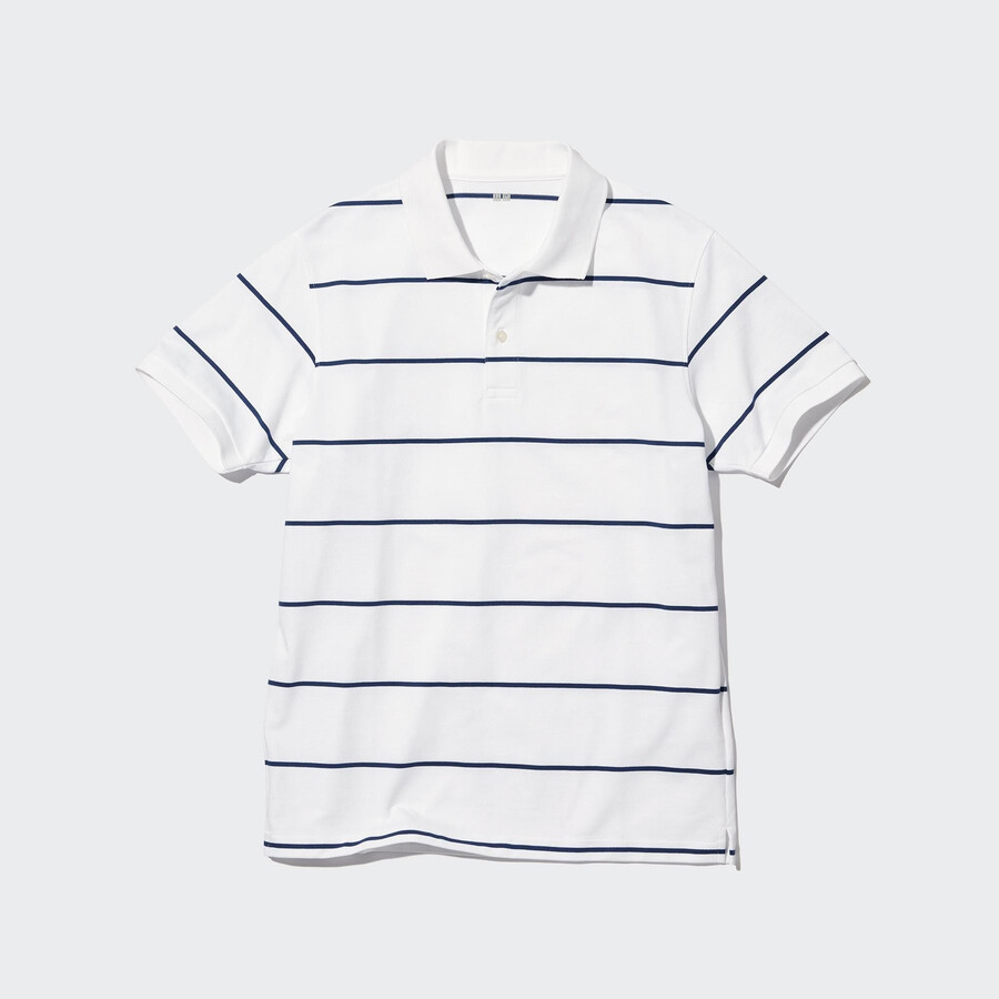 uniqlo dry pique randig pikétröja vit herr