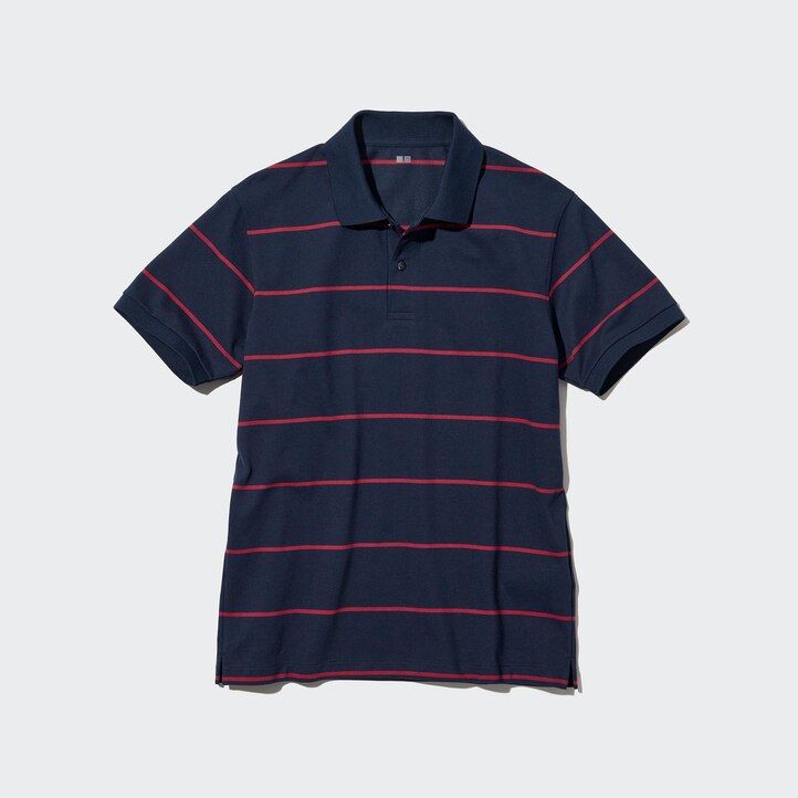 uniqlo dry pique randig pikétröja vit herr