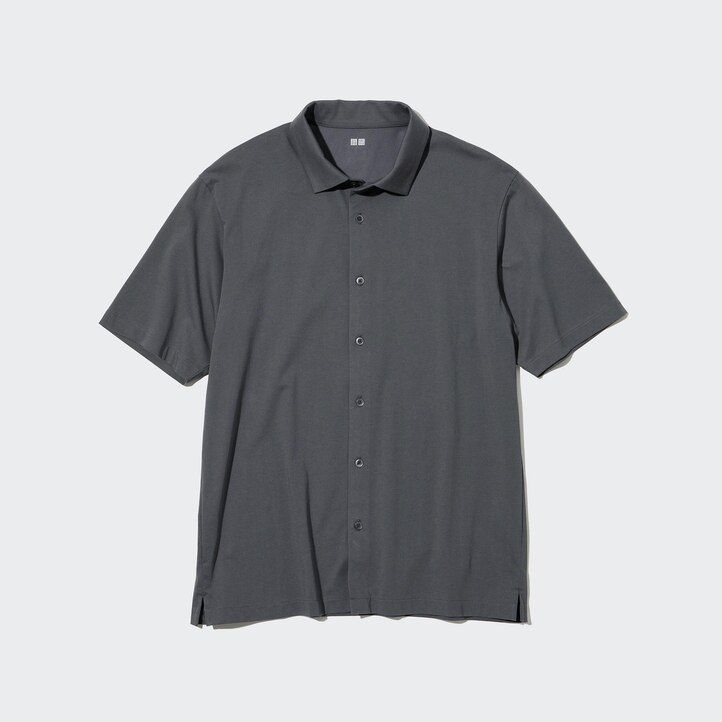 uniqlo airism öppen krage herr pikétröja rosa