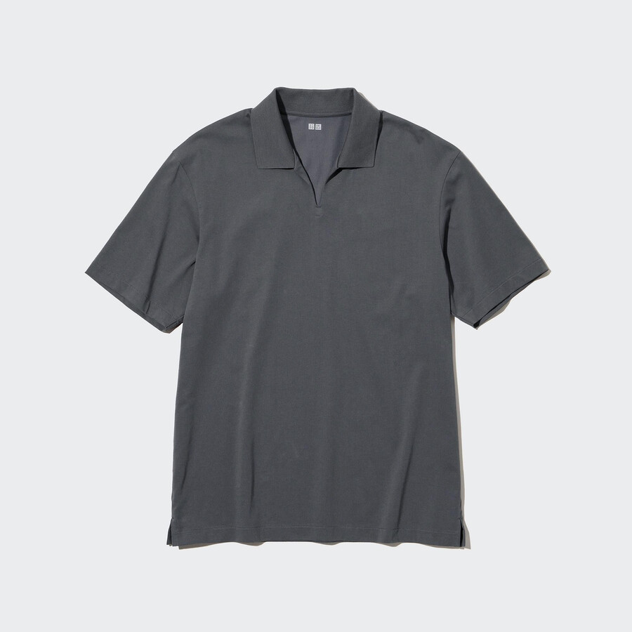 uniqlo airism skipper collar herr pikétröja grå