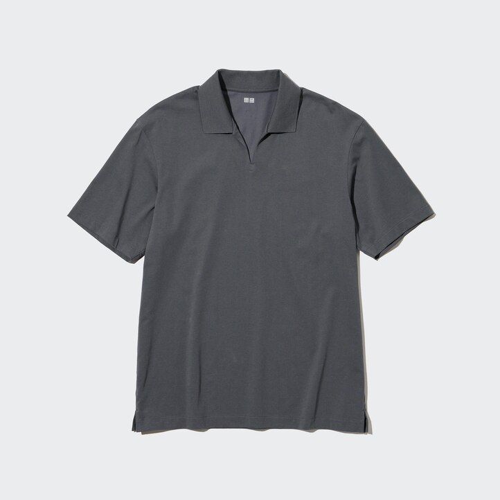 uniqlo airism skipper collar herr pikétröja grå