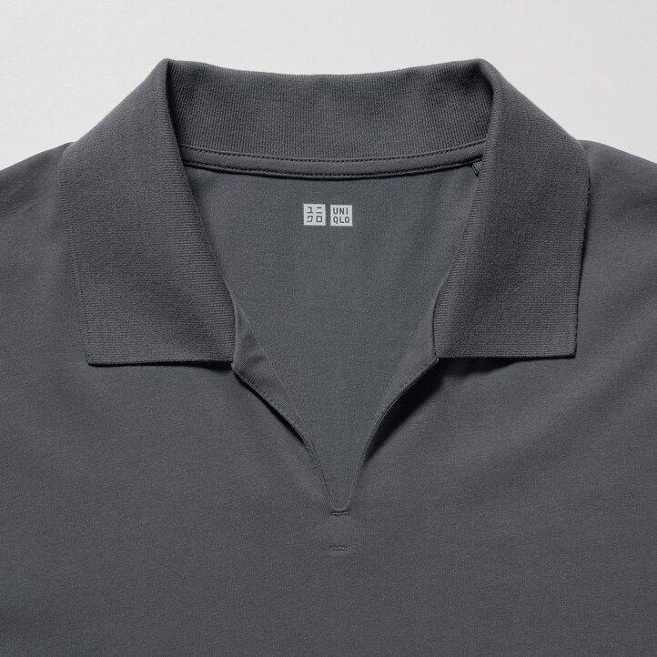 uniqlo airism skipper collar herr pikétröja grå
