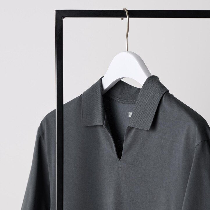 uniqlo airism skipper collar herr pikétröja grå