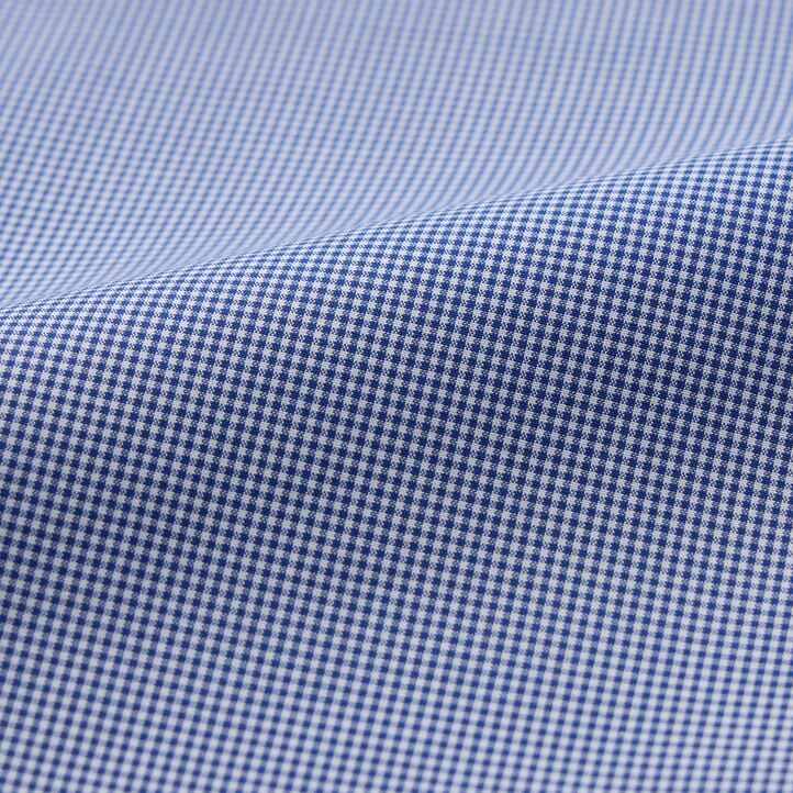 blå uniqlo easyre stretch slim fit rutig semi cutaway krage herrskjortor