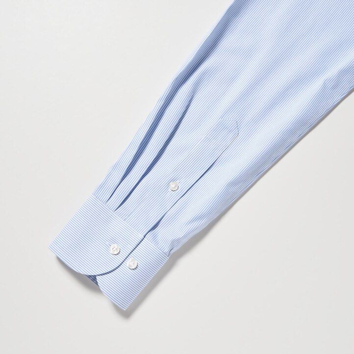 uniqlo super non iron regular fit randig halv cutaway krage herrskjorta blå