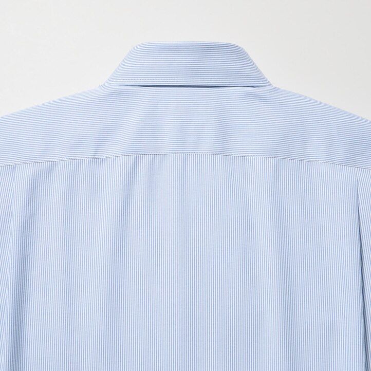 uniqlo super non iron regular fit randig halv cutaway krage herrskjorta blå